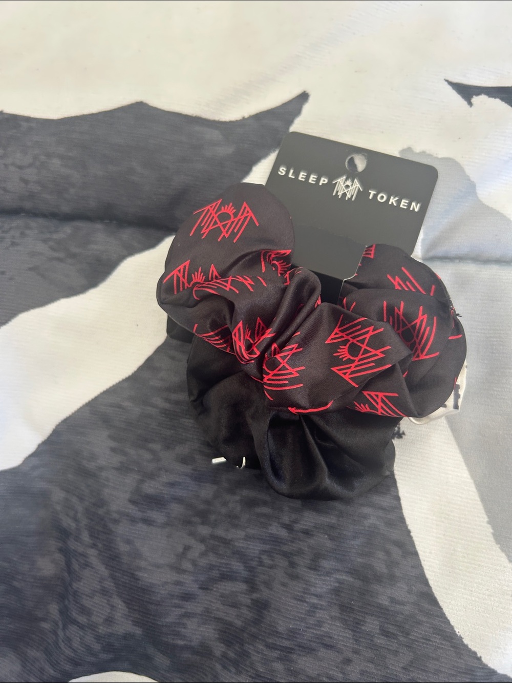 Sleep Token Black & Red Logo Scrunchie